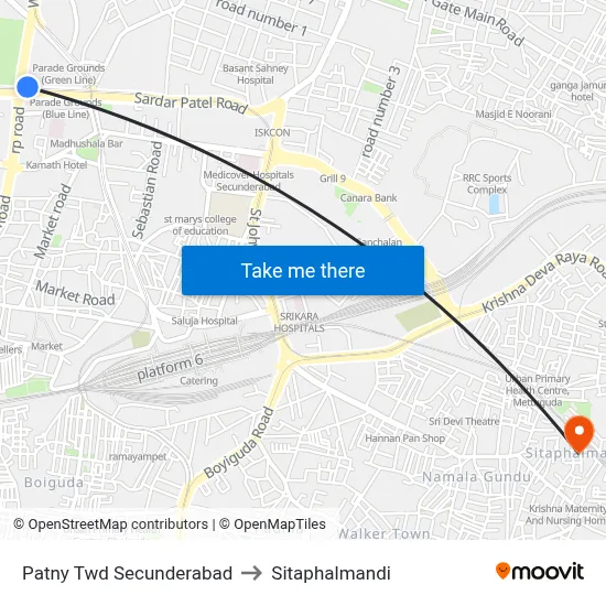 Patny Twd Secunderabad to Sitaphalmandi map