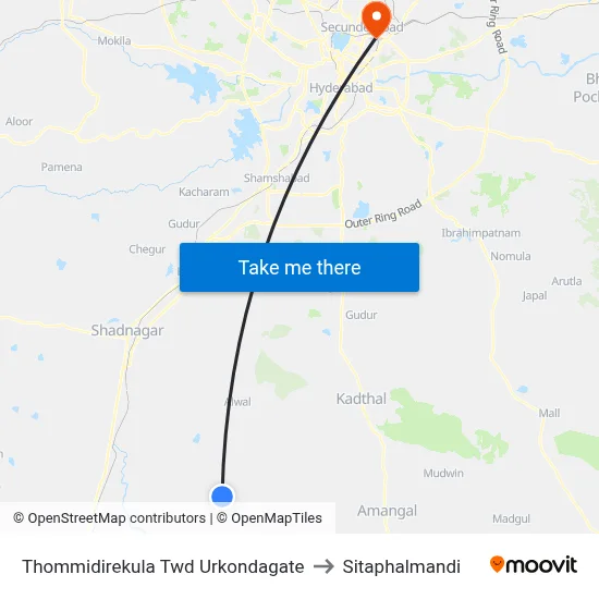 Thommidirekula Twd Urkondagate to Sitaphalmandi map