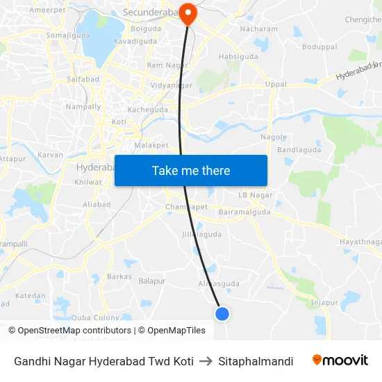 Gandhi Nagar Hyderabad Twd Koti to Sitaphalmandi map