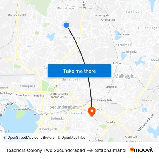 Teachers Colony Twd Secunderabad to Sitaphalmandi map
