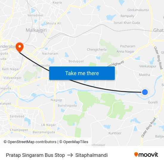 Pratap Singaram Bus Stop to Sitaphalmandi map