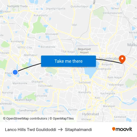 Lanco Hills Twd Goulidoddi to Sitaphalmandi map