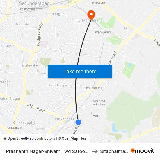 Prashanth Nagar-Shivam Twd Saroornagar to Sitaphalmandi map