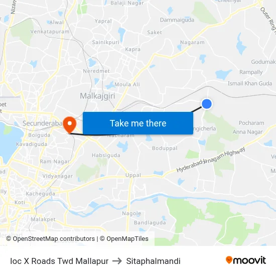 Ioc X Roads Twd Mallapur to Sitaphalmandi map