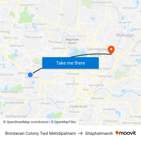Brindavan Colony Twd Mehdipatnam to Sitaphalmandi map