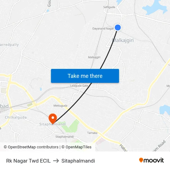 Rk Nagar Twd ECIL to Sitaphalmandi map
