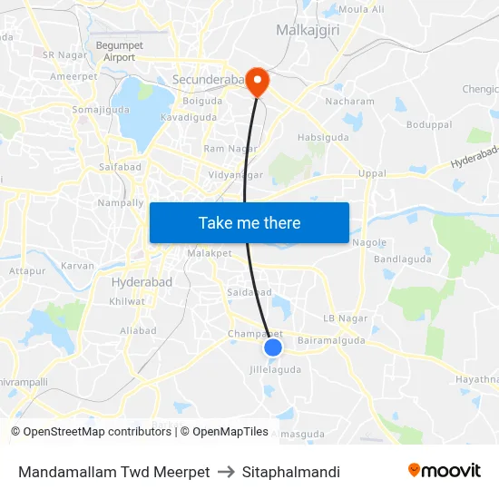 Mandamallam Twd Meerpet to Sitaphalmandi map