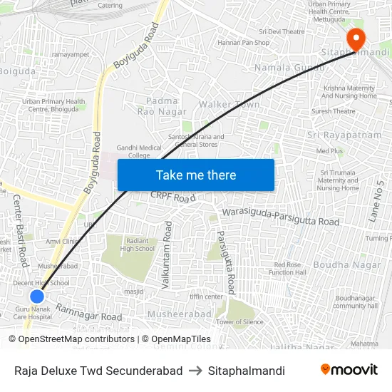 Raja Deluxe Twd Secunderabad to Sitaphalmandi map