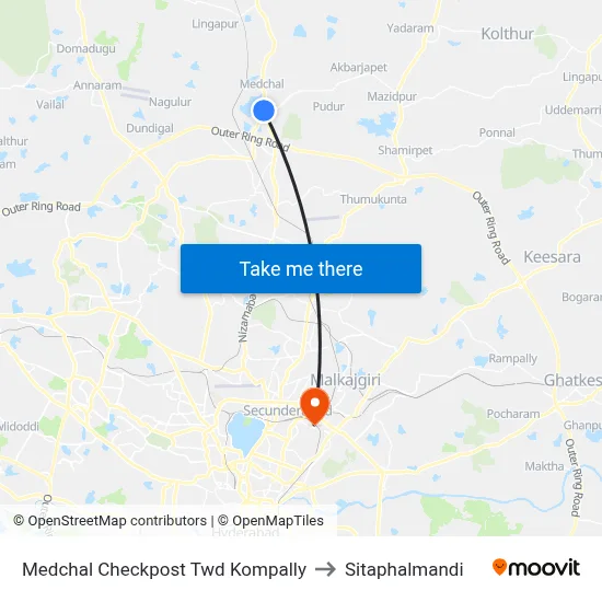 Medchal Checkpost Twd Kompally to Sitaphalmandi map