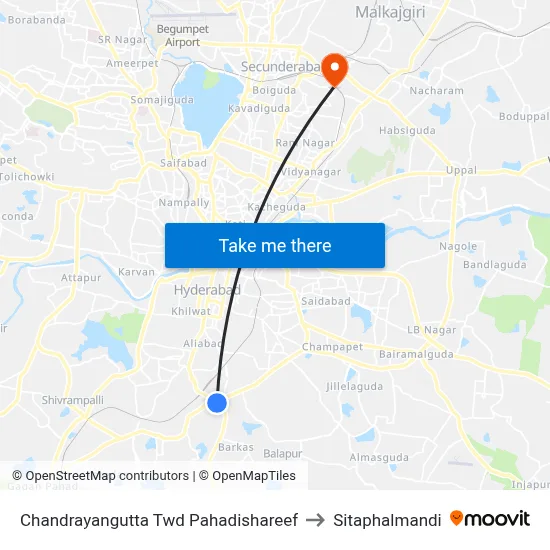 Chandrayangutta Twd Pahadishareef to Sitaphalmandi map