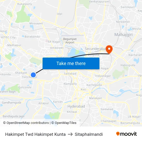 Hakimpet Twd Hakimpet Kunta to Sitaphalmandi map