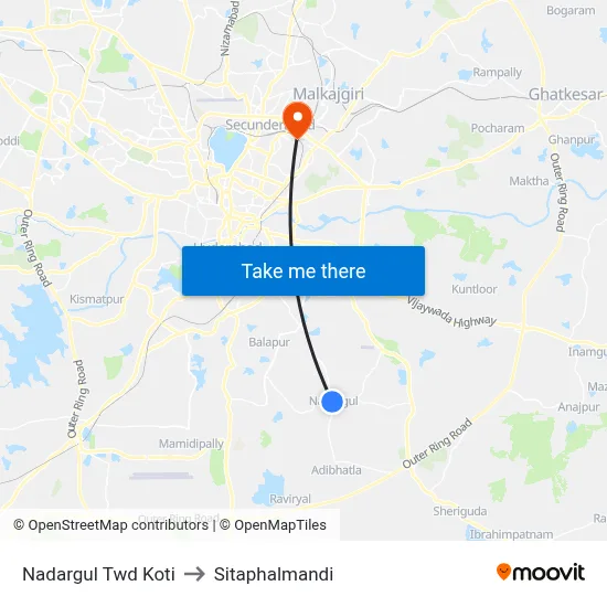 Nadargul Twd Koti to Sitaphalmandi map