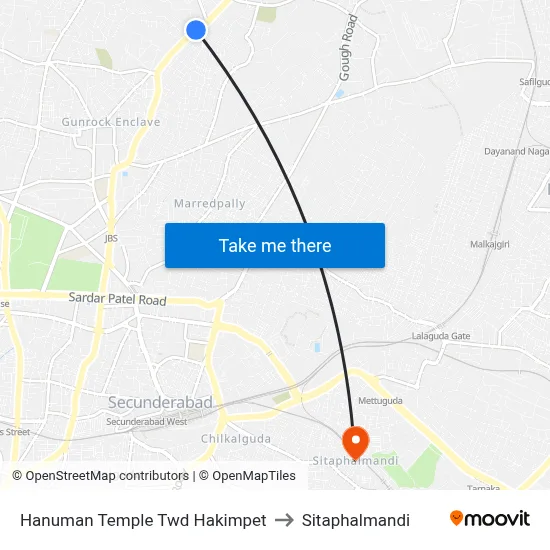 Hanuman Temple Twd Hakimpet to Sitaphalmandi map