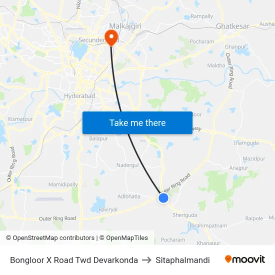 Bongloor X Road Twd Devarkonda to Sitaphalmandi map