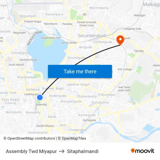 Assembly Twd Miyapur to Sitaphalmandi map