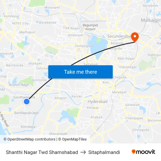 Shanthi Nagar Twd Shamshabad to Sitaphalmandi map