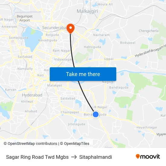 Sagar Ring Road Twd Mgbs to Sitaphalmandi map