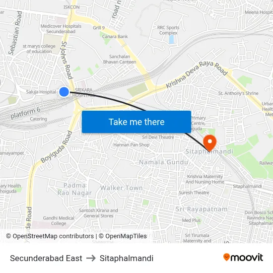 Secunderabad East to Sitaphalmandi map