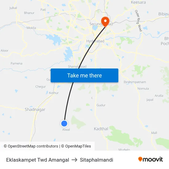 Eklaskampet Twd Amangal to Sitaphalmandi map