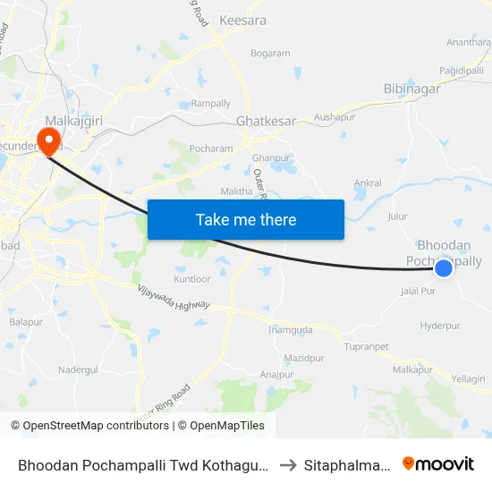 Bhoodan Pochampalli Twd Kothagudem to Sitaphalmandi map