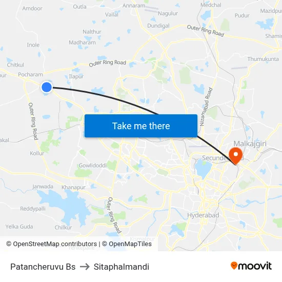 Patancheruvu Bs to Sitaphalmandi map