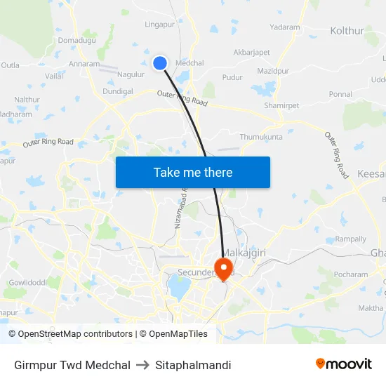 Girmpur Twd Medchal to Sitaphalmandi map