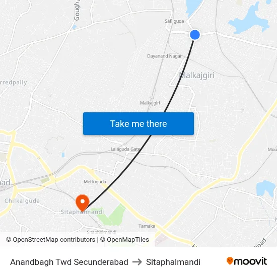 Anandbagh Twd Secunderabad to Sitaphalmandi map