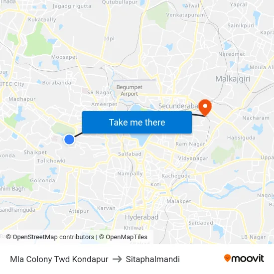 Mla Colony Twd Kondapur to Sitaphalmandi map