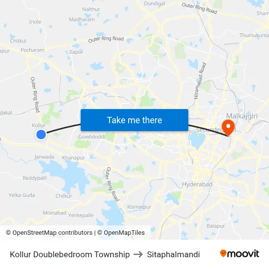 Kollur Doublebedroom Township to Sitaphalmandi map