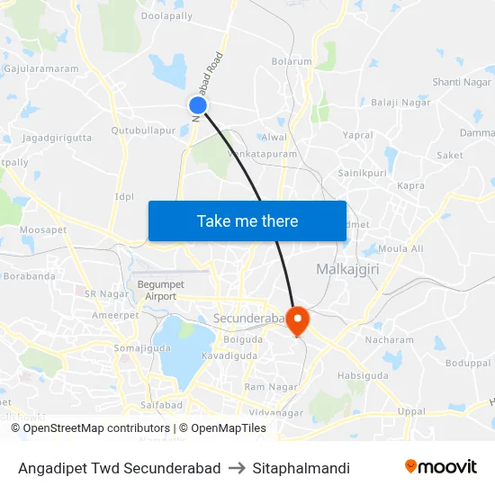 Angadipet Twd Secunderabad to Sitaphalmandi map