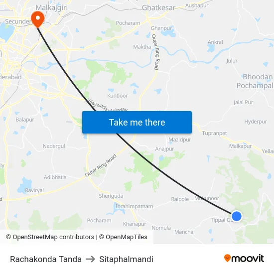 Rachakonda Tanda to Sitaphalmandi map