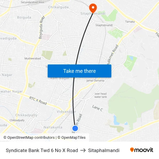 Syndicate Bank Twd 6 No X Road to Sitaphalmandi map