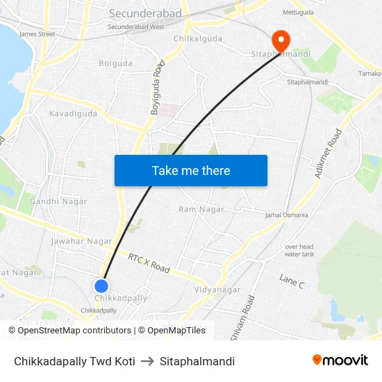 Chikkadapally Twd Koti to Sitaphalmandi map