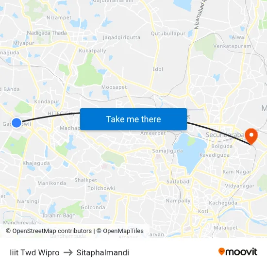 Iiit Twd Wipro to Sitaphalmandi map
