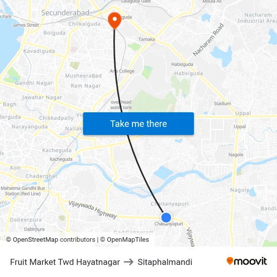 Fruit Market Twd Hayatnagar to Sitaphalmandi map