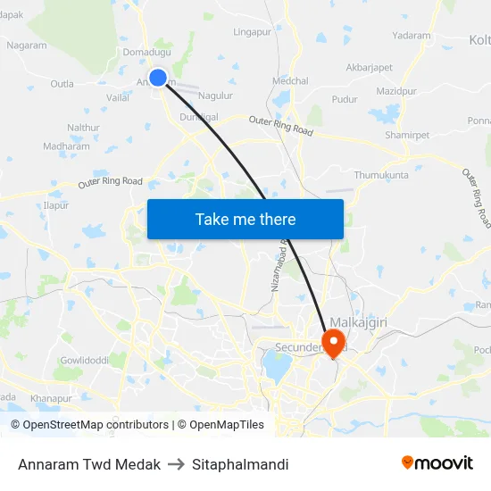 Annaram Twd Medak to Sitaphalmandi map