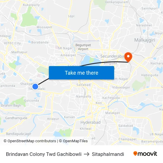 Brindavan Colony Twd Gachibowli to Sitaphalmandi map