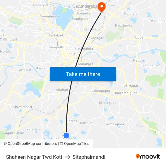 Shaheen Nagar Twd Koti to Sitaphalmandi map