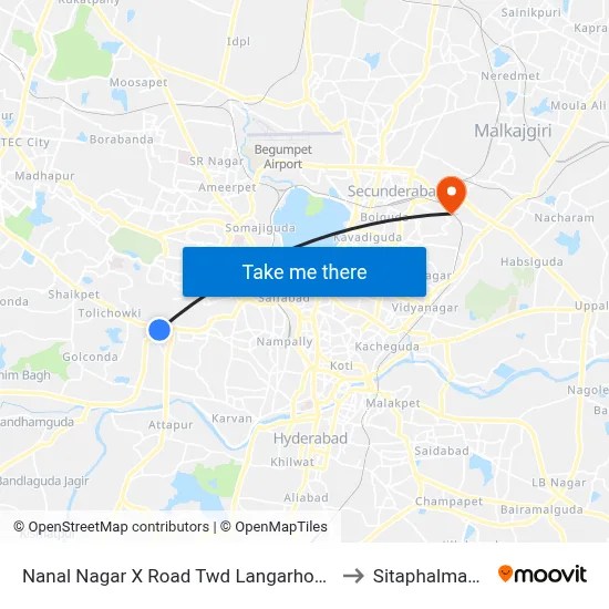 Nanal Nagar X Road Twd Langarhouse to Sitaphalmandi map