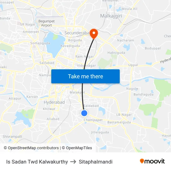 Is Sadan Twd Kalwakurthy to Sitaphalmandi map