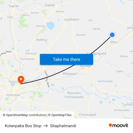 Kolanpaka Bus Stop to Sitaphalmandi map