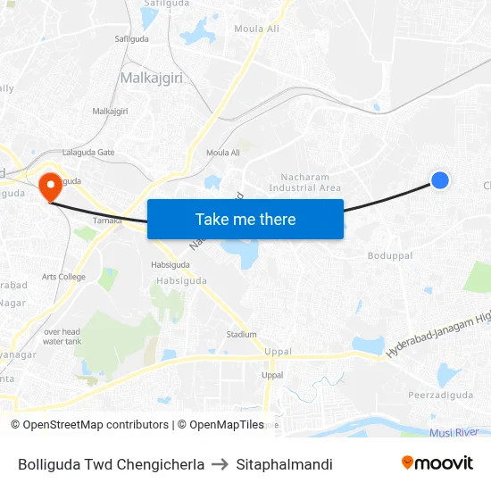Bolliguda Twd Chengicherla to Sitaphalmandi map