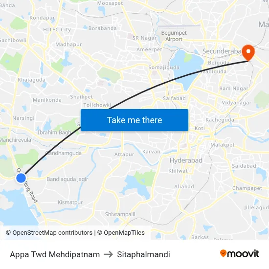 Appa Twd Mehdipatnam to Sitaphalmandi map