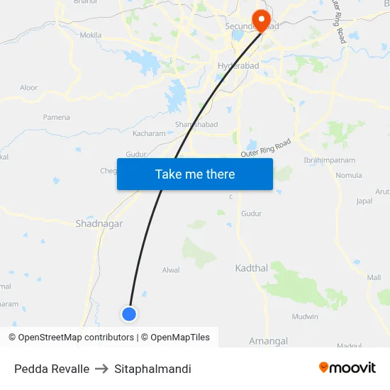 Pedda Revalle to Sitaphalmandi map