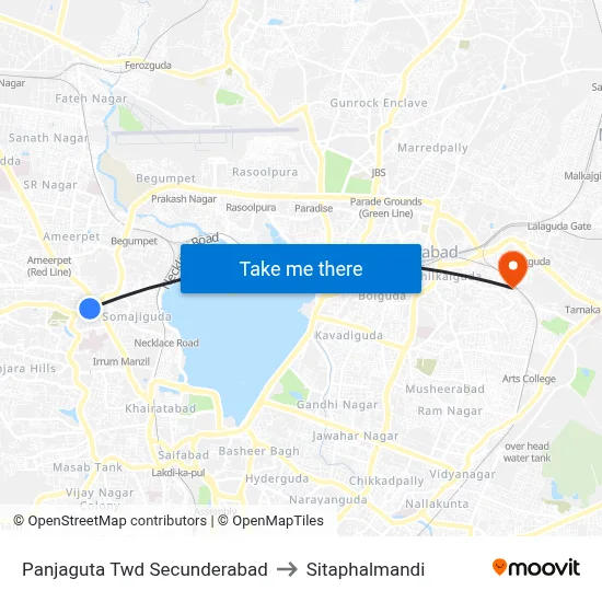 Panjaguta Twd Secunderabad to Sitaphalmandi map