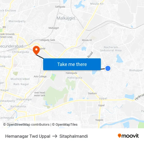 Hemanagar Twd Uppal to Sitaphalmandi map