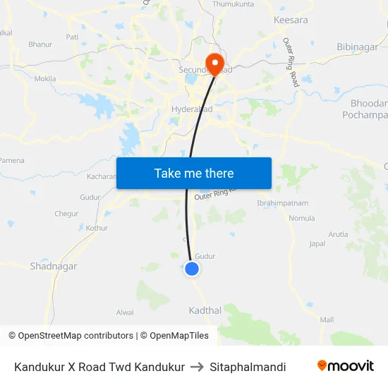 Kandukur X Road Twd Kandukur to Sitaphalmandi map