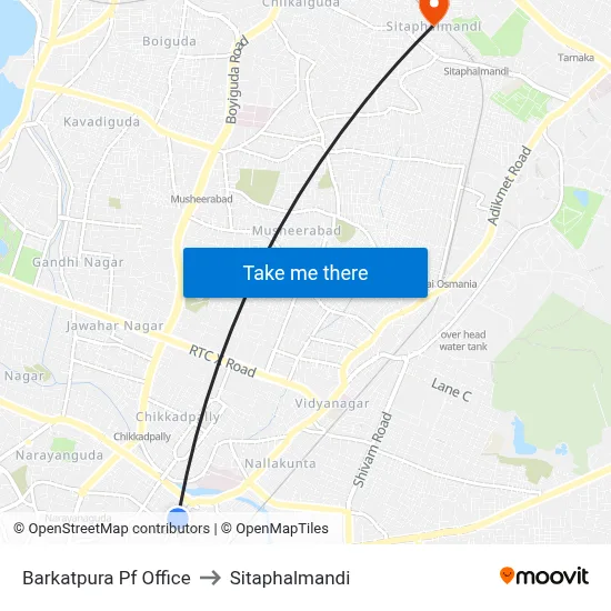 Barkatpura Pf Office to Sitaphalmandi map