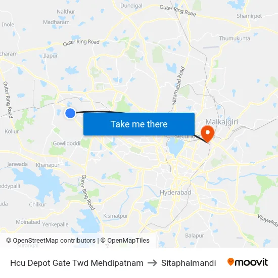 Hcu Depot Gate Twd Mehdipatnam to Sitaphalmandi map