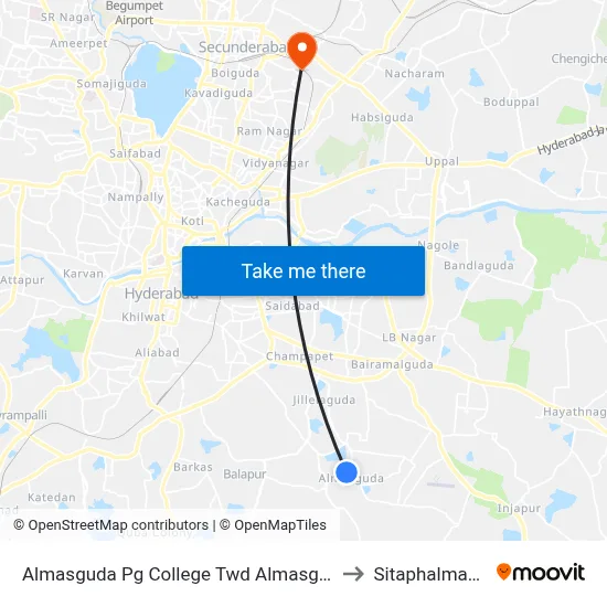 Almasguda Pg College Twd Almasguda to Sitaphalmandi map